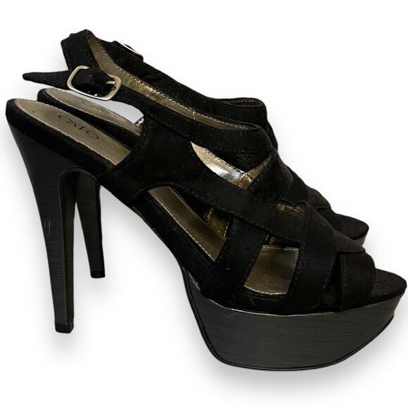 Cato High Heel Sandals Women's 9 Slingback Buckle Fabric Open Toe Party Casual - Picture 4 of 14